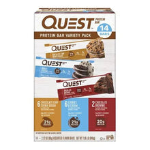 Quest protein bar variety pack box showing 14 bars