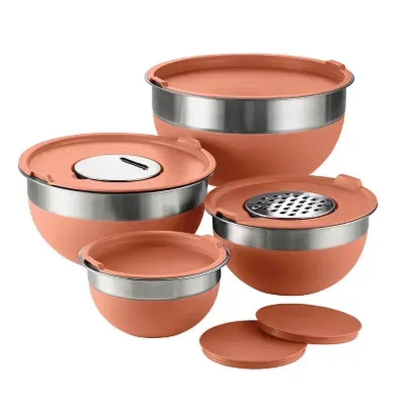 Tramontina 10-Piece Stainless Steel Mixing Bowls, Covers & Graters Included (Assorted Colors)
