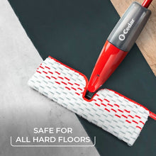 O-Cedar ProMist MAX microfiber spray mop head with white-and-red pad and red handle
