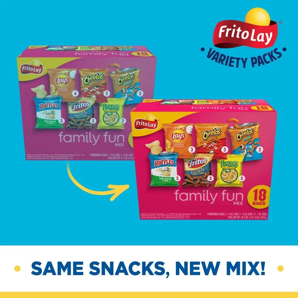 Family Fun Mix Variety Pack Snack Chips, 18 Count Multipack