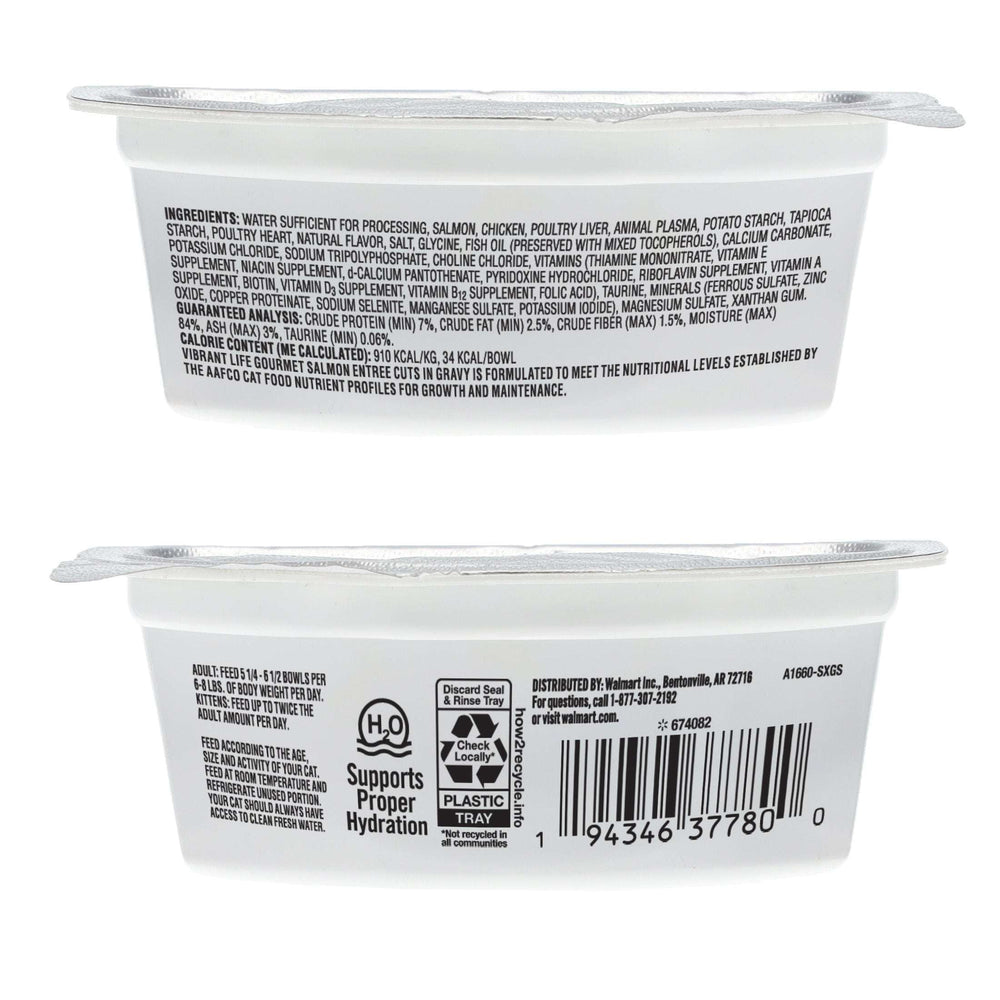 (6 pack) Vibrant Life Gourmet Salmon Entree Cuts in Gravy, Complete + Balanced, 2.64 oz Split Cup