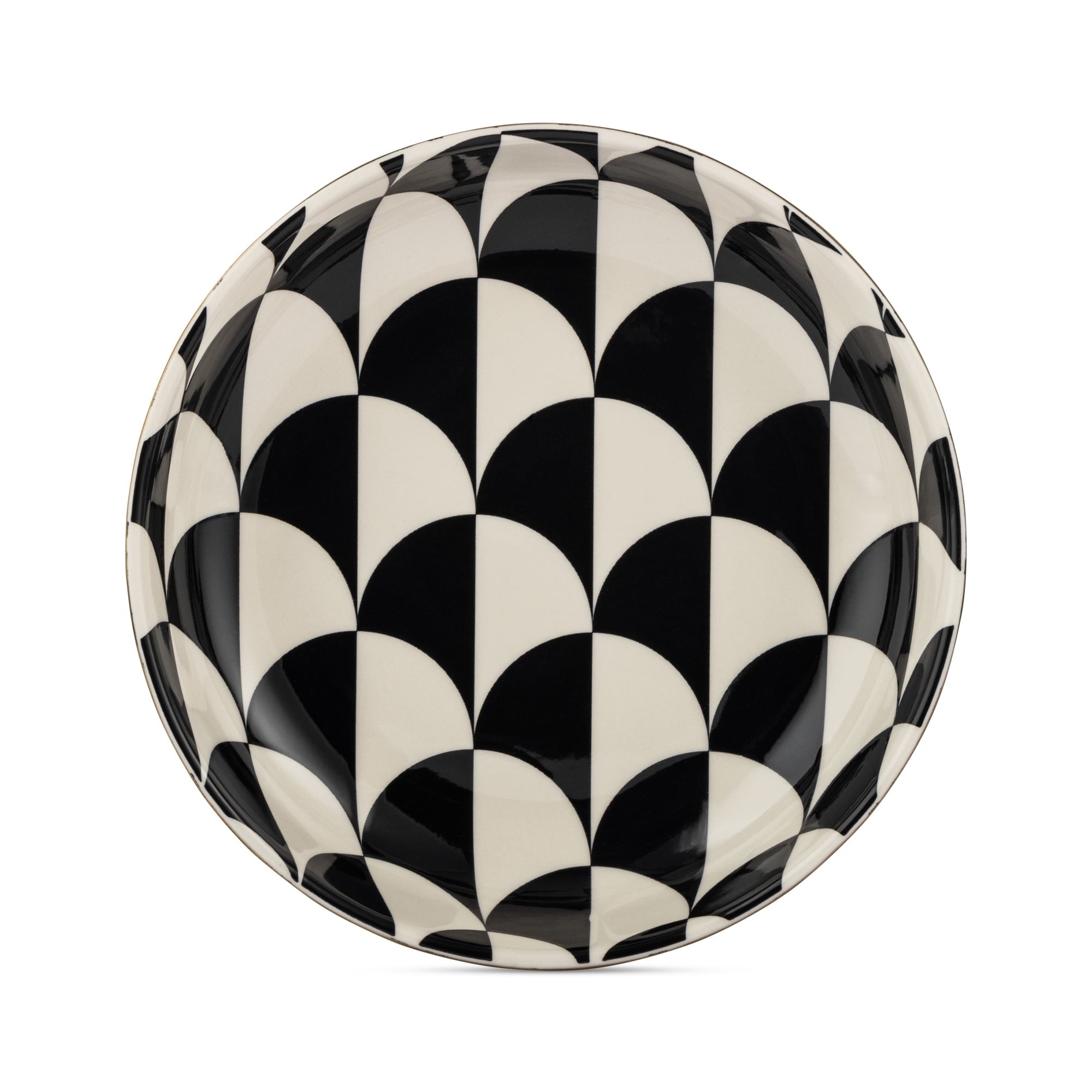 Thyme & Table Emmett 3-Piece Ceramic Nesting Low Bowl Set Black and White