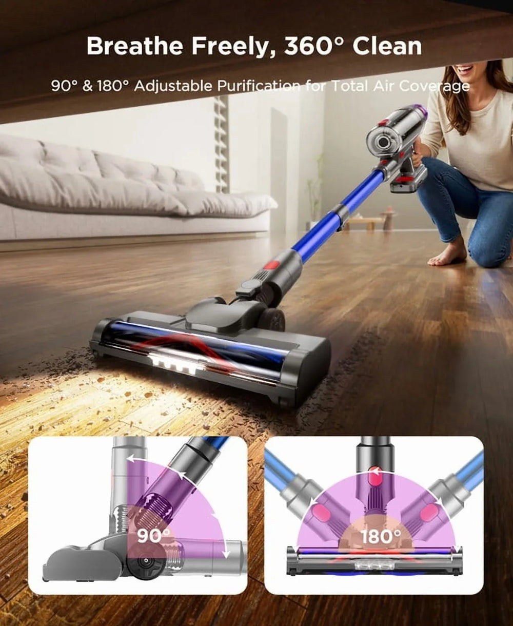 Hosaud Cordless Vacuum Cleaner - 45000pa 550W 55mins 2600mAh Lightweight Stick Vacuum Cleaners for Home Pet Hair Carpet Floor Purple - USA MEGA SHOP