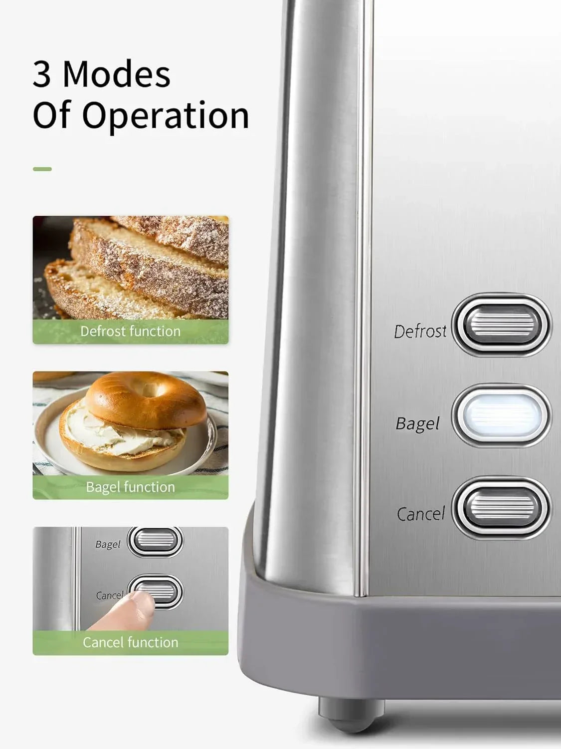 Toaster, Retro Bagel Toaster Toaster with 7 Bread Shade Settings, 2 Extra Wide Slots, Defrost/Bagel/Cancel Function, Removable Crumb Tray, Stainless Steel Toaster by Yabano, Silver - USA MEGA SHOP