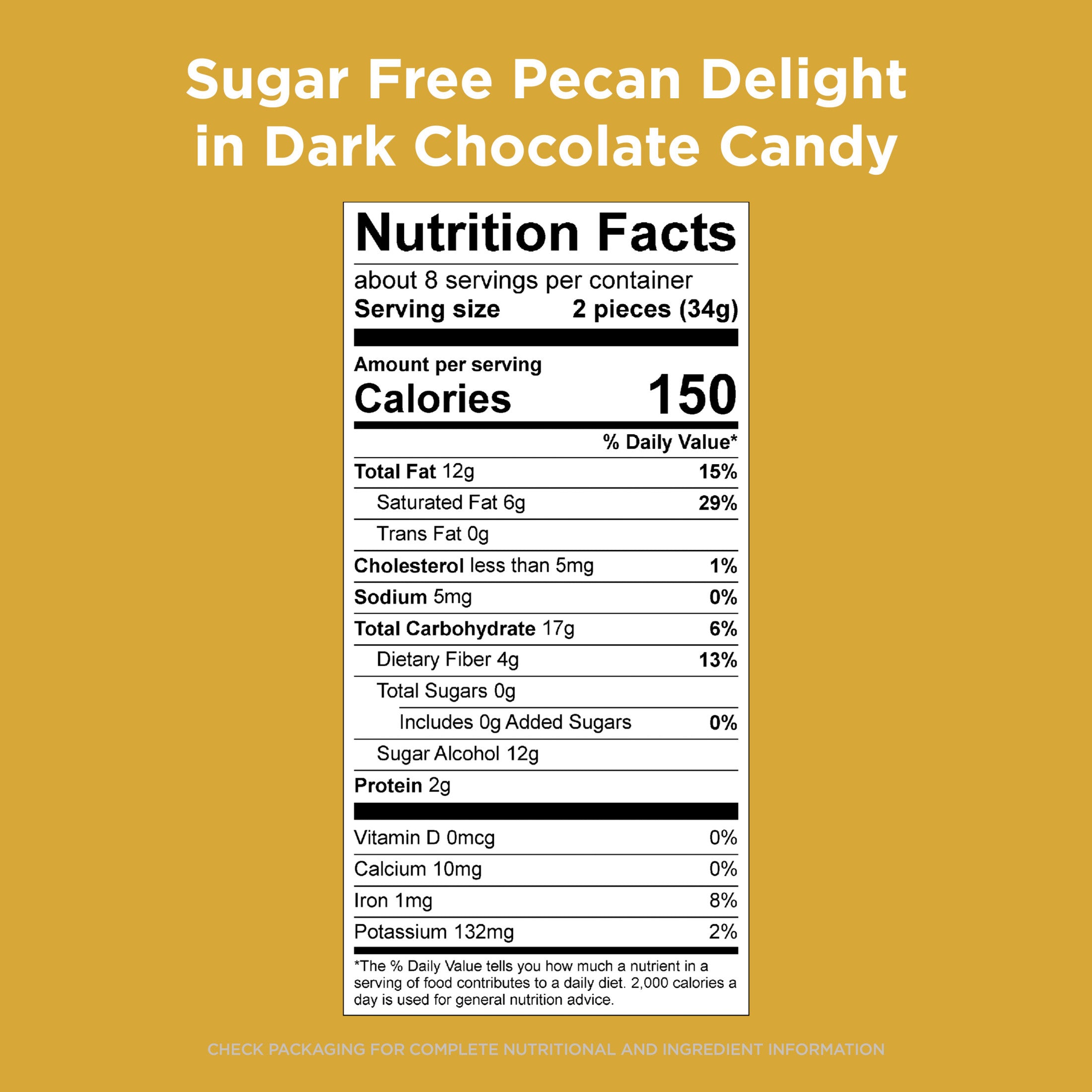 RUSSELL STOVER Sugar Free Dark Chocolate Pecan Delights Candy, 10 oz. bag