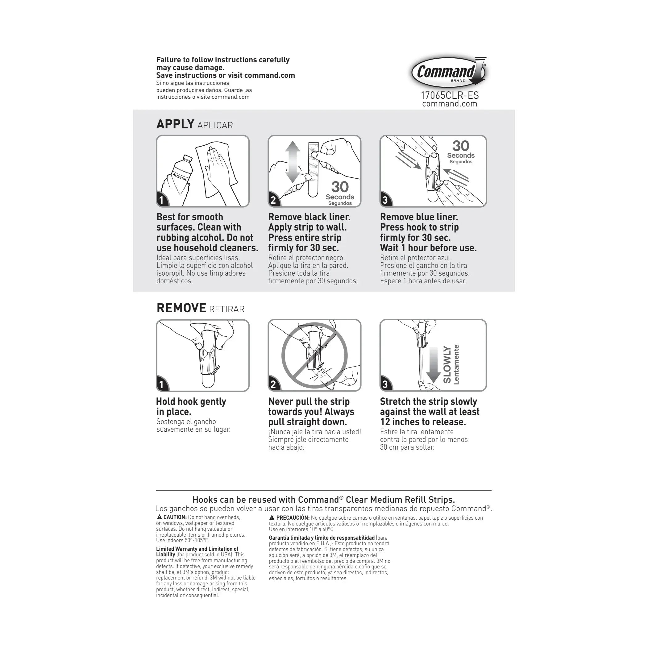 Command Wire Toggle Hooks, Clear, Medium, 2 Wall Hooks, Damage-Free Hanging