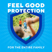 Protection shield graphic for mosquito + tick repellent spray, for the entire family