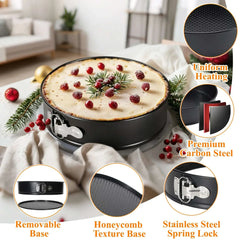 Aovky Springform Cake Pans Set of 3, Nonstick Spring Form Pan with Removable Bottom, 4, 7, 9, Inch Round Leakproof Cheesecake Pans for Baking with 30 Pcs Parchment Paper Liners