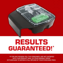 Refillable bait station with clear lid and green bait block