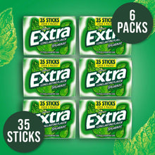 Six Extra Spearmint sugar-free gum packs, each containing 35 sticks