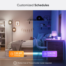 Nanoleaf A19 LED smart bulbs with warm-to-cool lighting in a bedroom scene