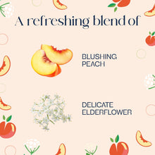 Glade scent label graphic: blushing peach and delicate elderflower
