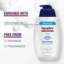 Aquaphor Baby wash & shampoo bottle enriched with provitamin B5, value size