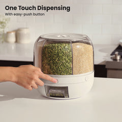 Thyme & Table 6 Section Rotating Food Storage Dispenser with Removable Drawer, White