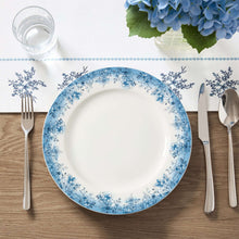 10.5-inch blue-and-white floral ceramic plate with decorative blue border