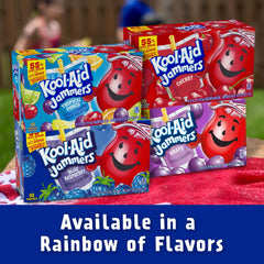 Kool-Aid Jammers Artificially Flavored Drink, 10 Pouches, for School Lunches and On-the-Go Hydration, Blue Raspberry Flavor, Excellent Source of Vitamin C, 6 fl oz