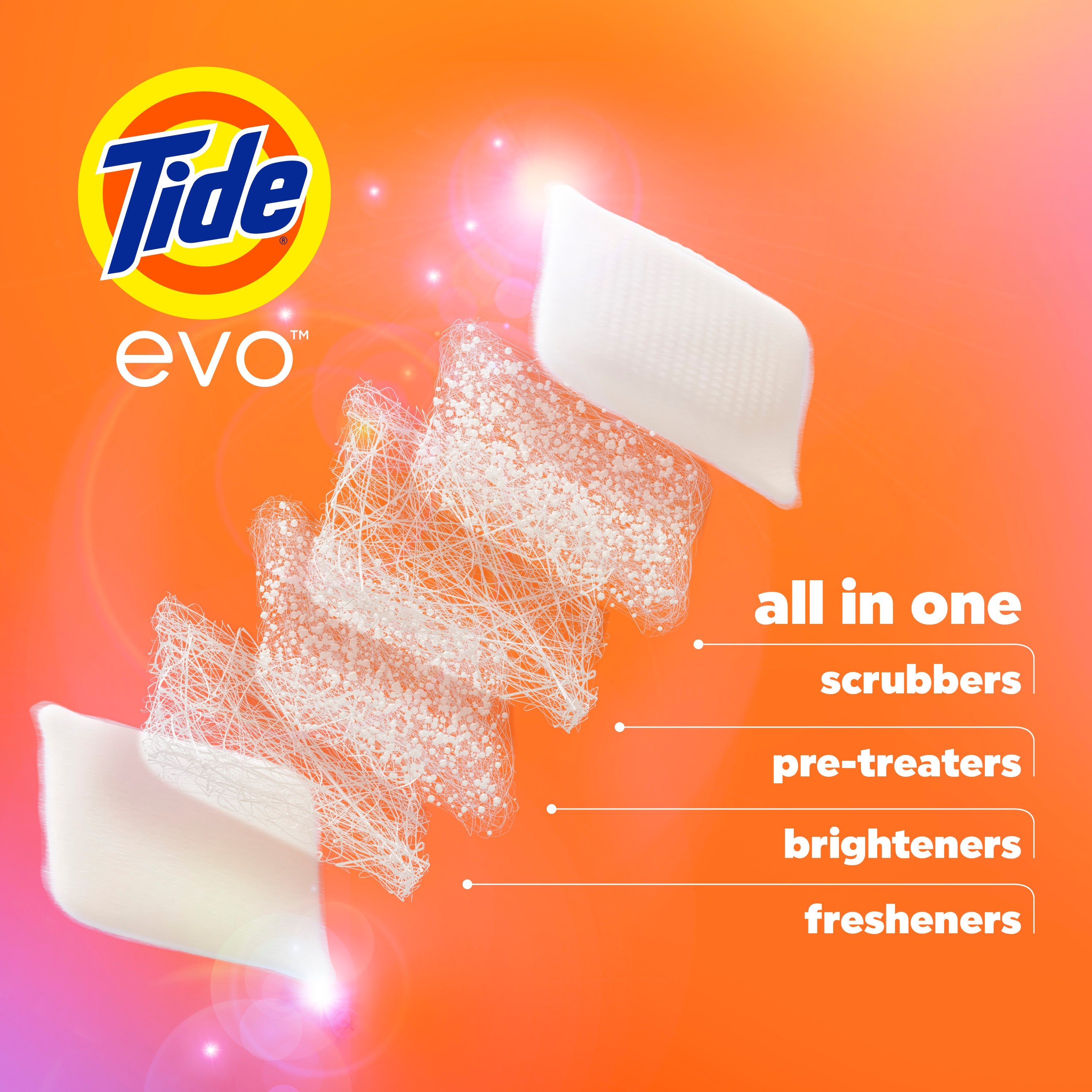 Tide Evo Laundry Detergent Tiles, 100% Concentrated, 6X Cleaning Power, Original Tide Scent, 16 Count