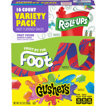 Fruit Roll-Ups 16-count variety pack box, Fruit Fusion assorted flavors