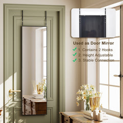 Easy4Home 48"x14" Full Length Door Mirror Wall Mounted Hanging Mirror with Metal Frame, Black