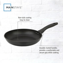 Black non-stick skillet with riveted handle and non-stick interior