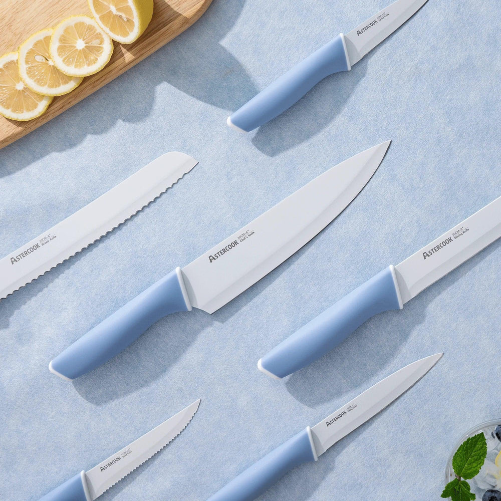 Astercook Knife Set, 14 Pieces Kitchen Knives Set with Healthy Anti-Rust Coating, Stainless Steel Knife Sets with Built-in Sharpener, Sharp & Rust Resistant Dishwasher Safe - USA MEGA SHOP