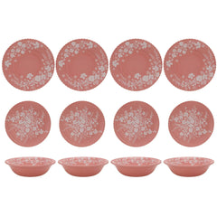 The Pioneer Woman Daisy 12-Piece Bamboo Melamine Dinnerware Set, Pink