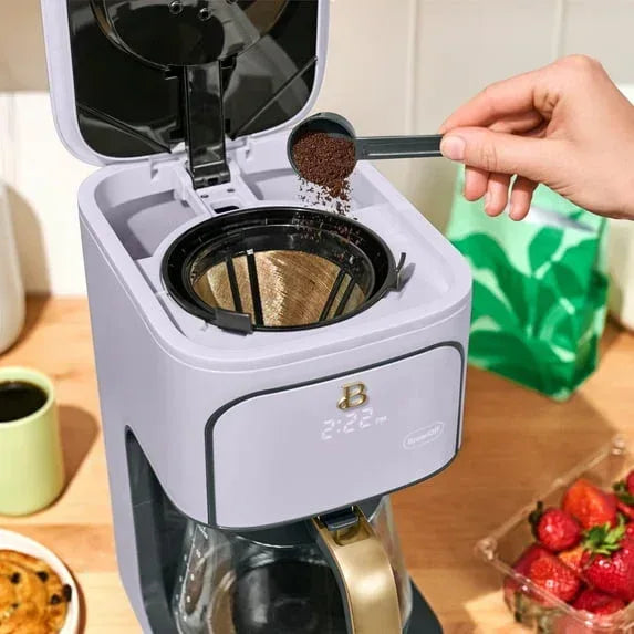 Beautiful 12 Cup Programmable Coffee Maker, White Icing by Drew Barrymore