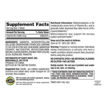 Supplement Facts panel for Vitamin B12 5000 mcg quick dissolve tablets bottle