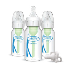 3-pack narrow baby bottles with anti-colic vent system, clear bottles and white nipples