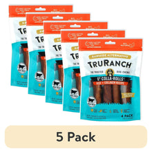 TRURANCH dog collagen roll chews, 6-inch beef + collagen recipe, 5-pack set