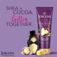 Jergens Shea + Cocoa whipped body butter blend lotion tube with shea and cocoa imagery