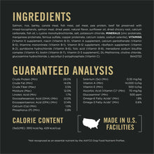 Ingredients and guaranteed analysis panel for Purina Pro Plan dog food