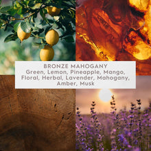 Fruit and floral scent collage for Bronze Mahogany jar candle
