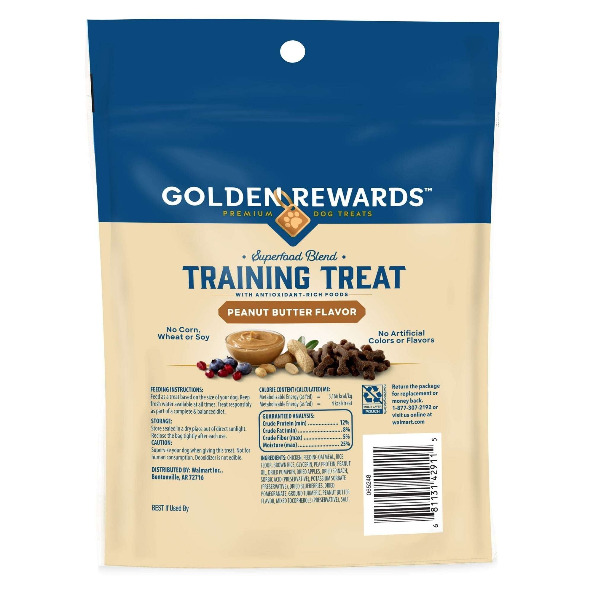 (4 pack) Golden Rewards Dog Training Treats with Peanut Butter Flavor, 9 oz Pouch
