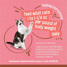 Wet cat food label with feeding directions for adult cats