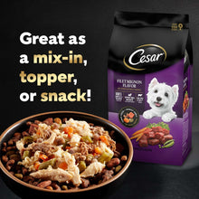 Cesar dog food topper bag and bowl with mixed chicken, vegetables