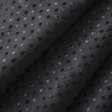 Black shower curtain fabric with subtle repeating pattern texture