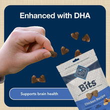 Blue Bits chicken recipe training treats bag enhanced with DHA