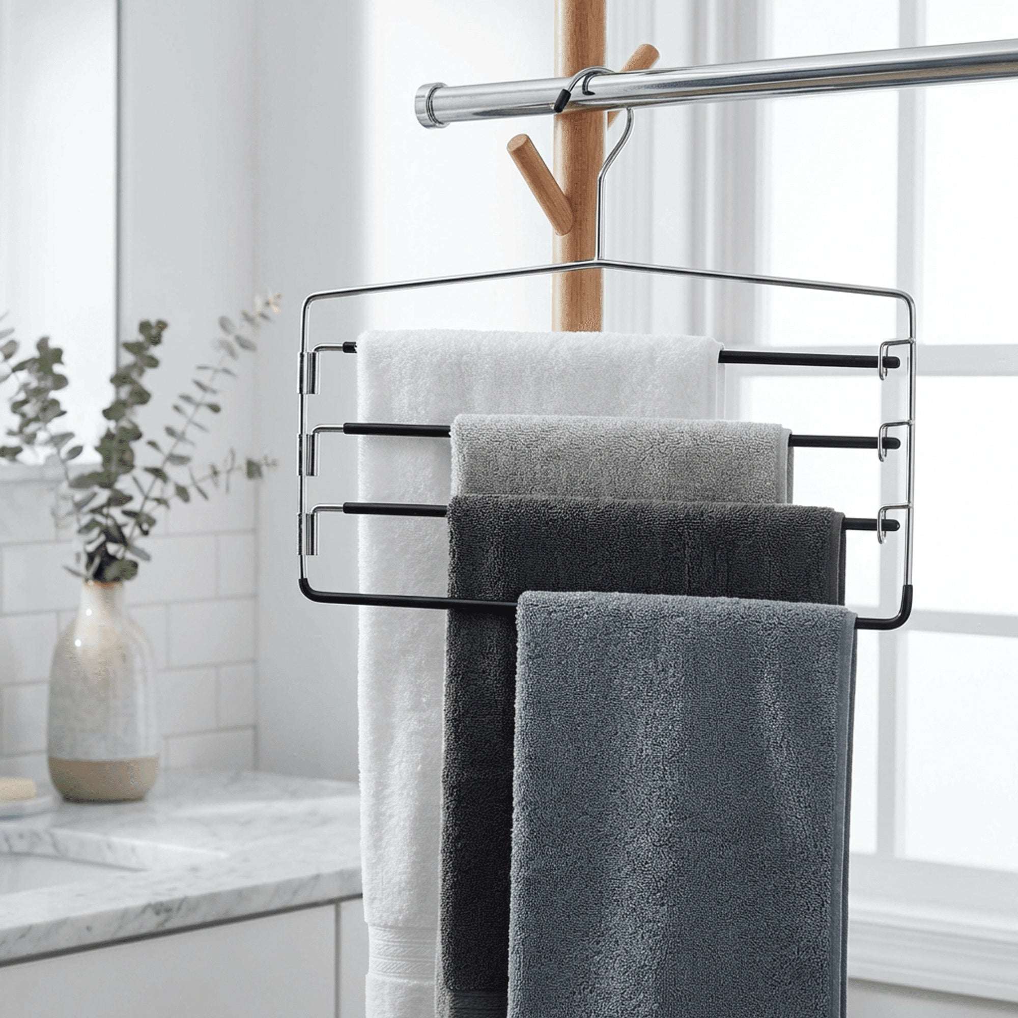 (4 pack) Mainstays Metal 4-Tier Pant & Skirt Hanger, Space Saving, Non-Slip, Heavy Duty & Slim Design