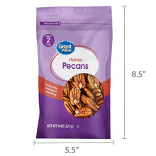 Resealable bag of pecan halves (8 oz) with nut halves shown; 5.5 in x 8.5 in