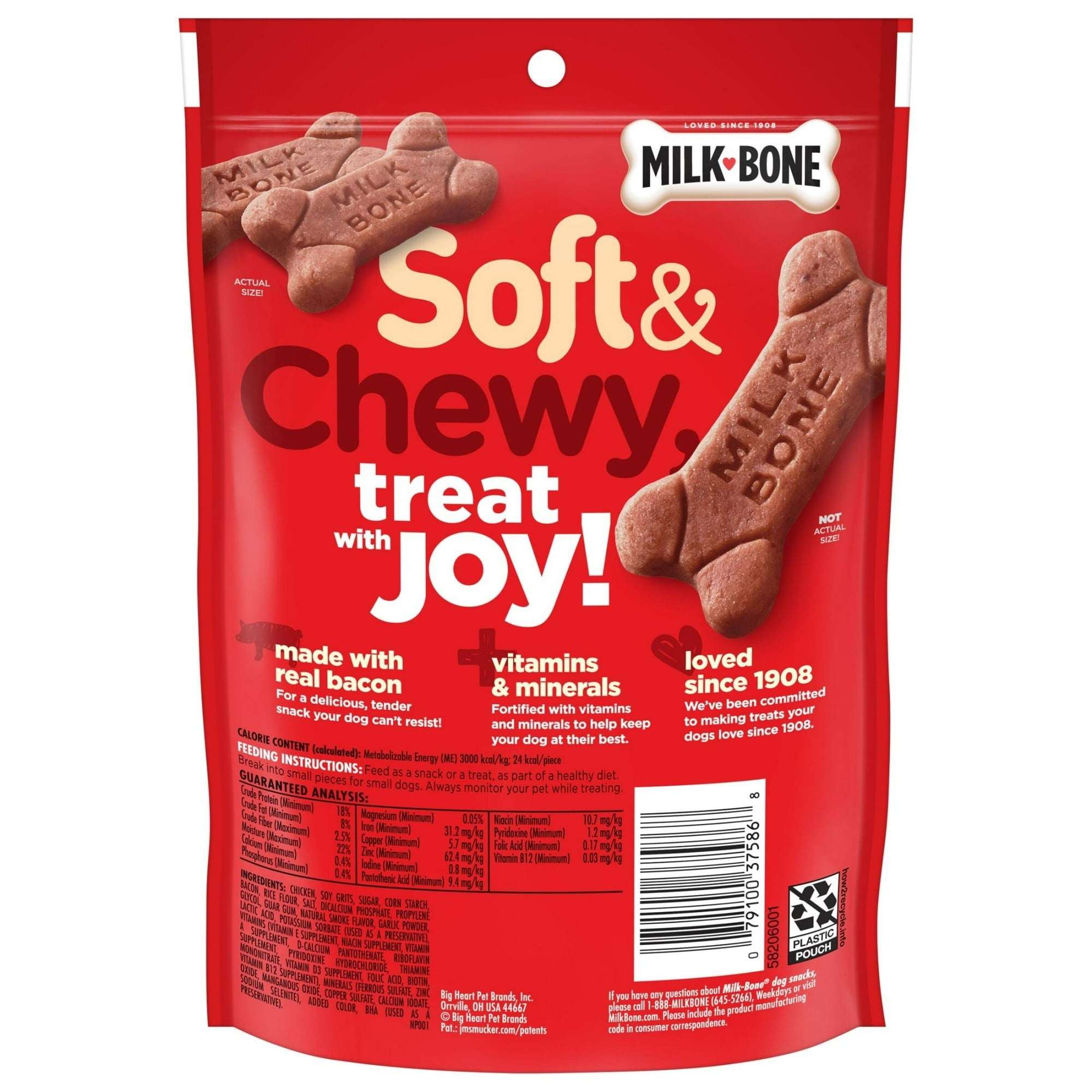 Milk Bone Soft & Chewy Dog Treats Made With Real Bacon, 5.6 oz Bag