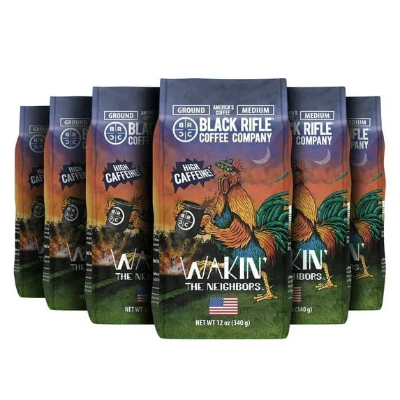 Black Rifle Coffee Company Wakin the Neighbors Extra High Caffeine, Medium Roast, Ground Coffee, 12 oz