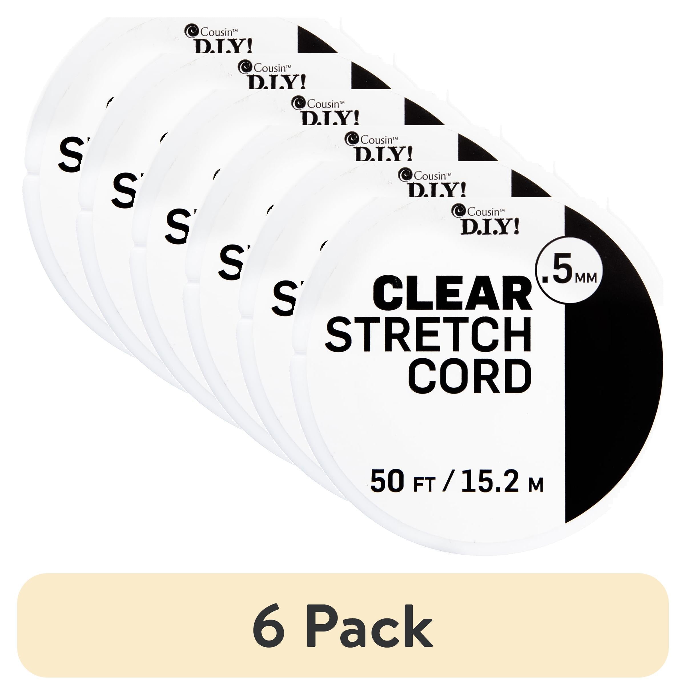 (6 pack) Cousin DIY 0.5 mm Clear Elastic Stretch Cord, 50 ft Roll, Jewelry Making