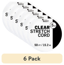 Clear stretch cord spool, 0.5 mm, 50 ft roll (6-pack)