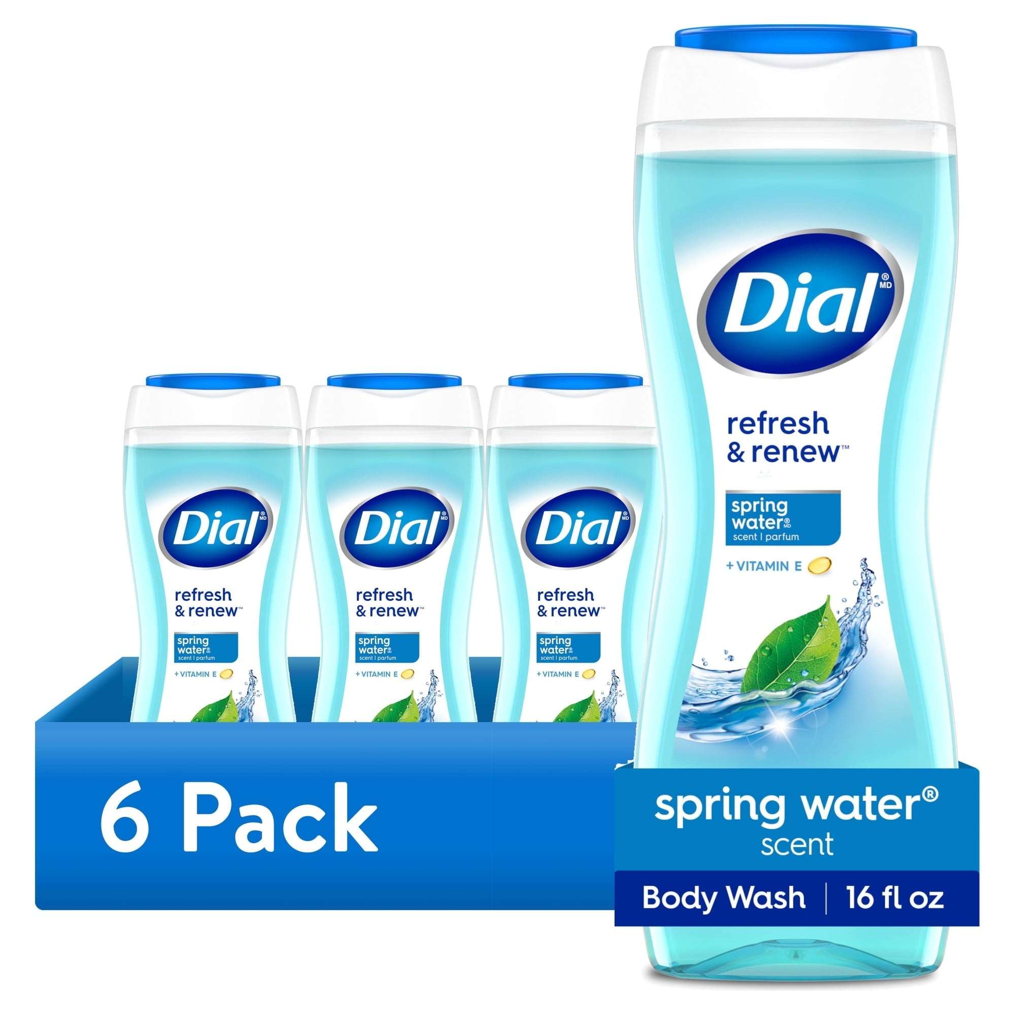 Dial Spring Water Body Wash, Refresh & Renew, Gentle on All Skin Types, 16 fl oz