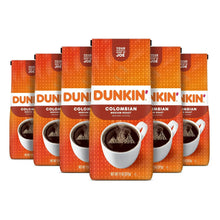 Dunkin' Colombian medium roast ground coffee 6-pack with cup graphics