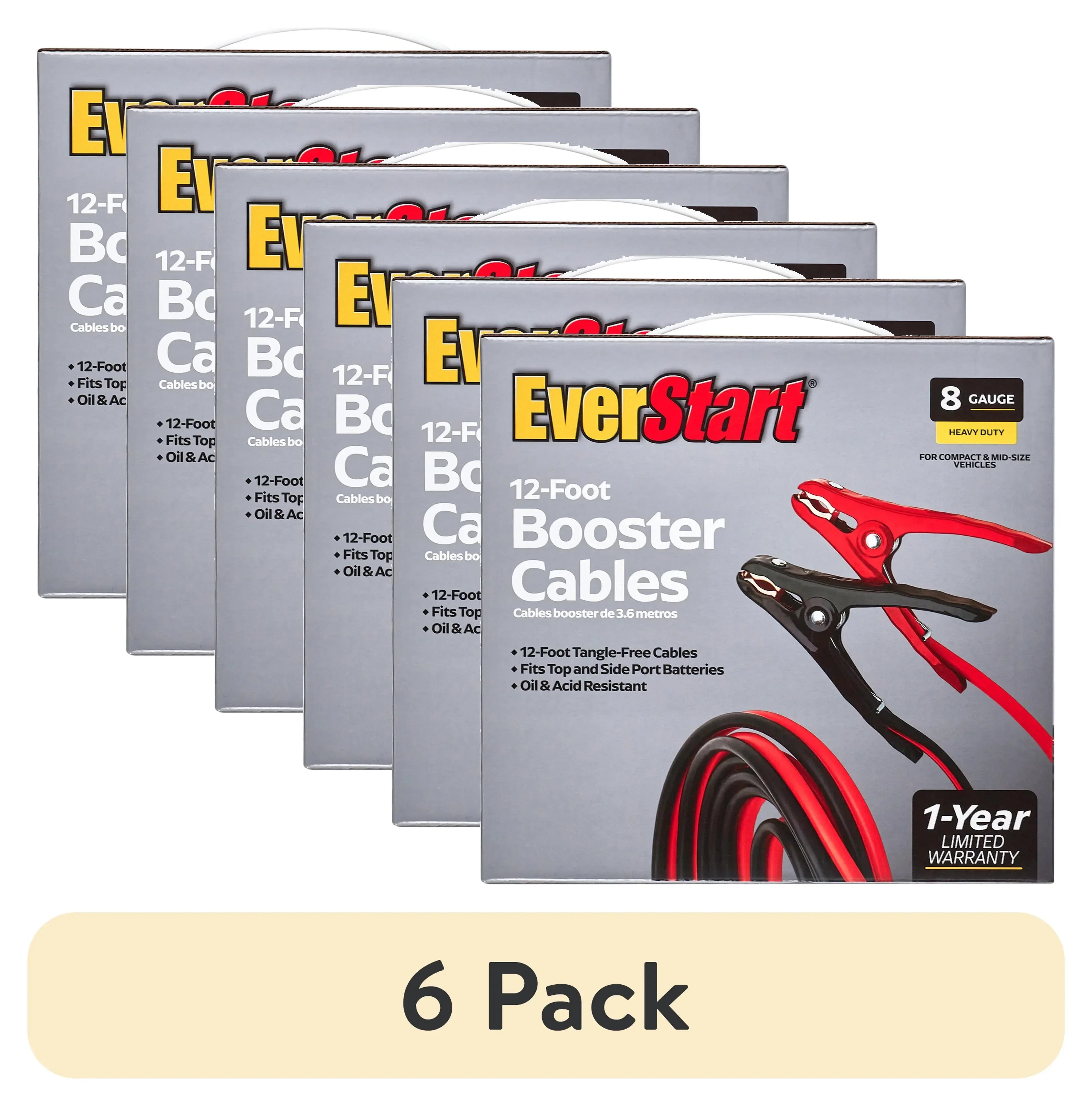 EverStart 12-Foot 8-Gauge Heavy Duty Booster Cables, 165 Amps