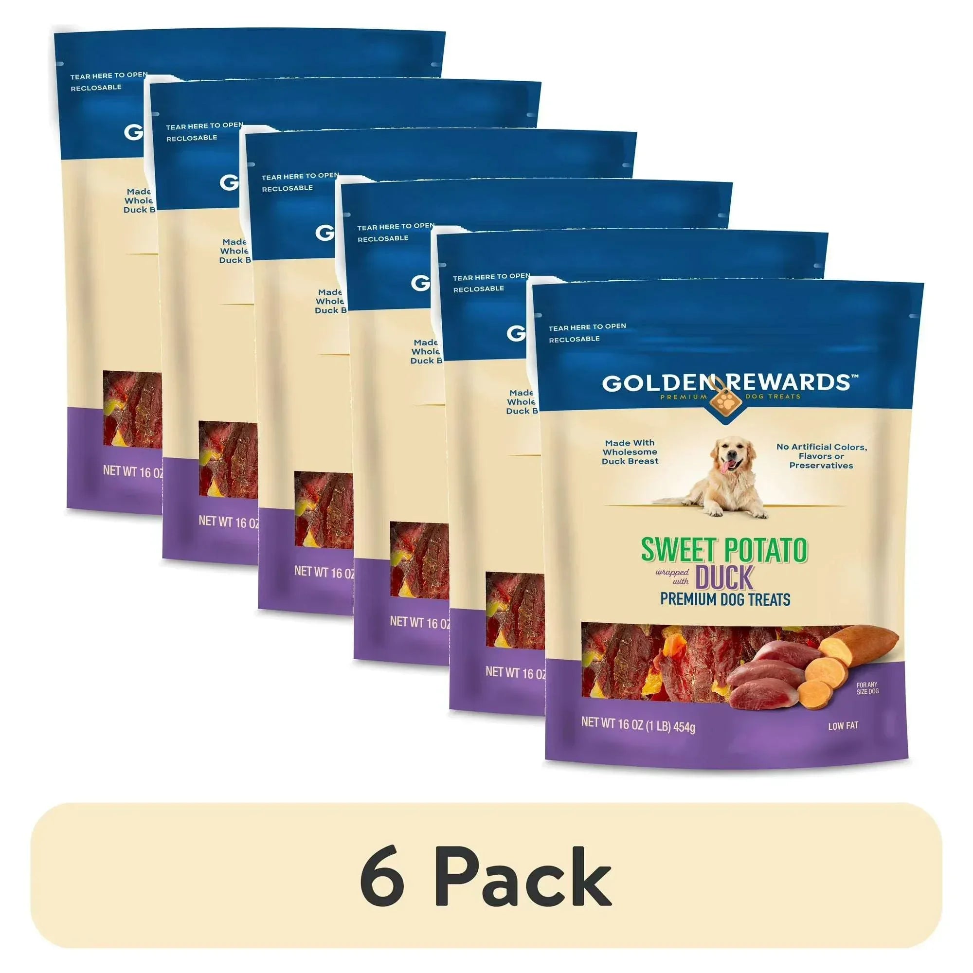 Golden Rewards Sweet Potato Wrapped with Duck Premium Dog Treats, 32 oz Bag
