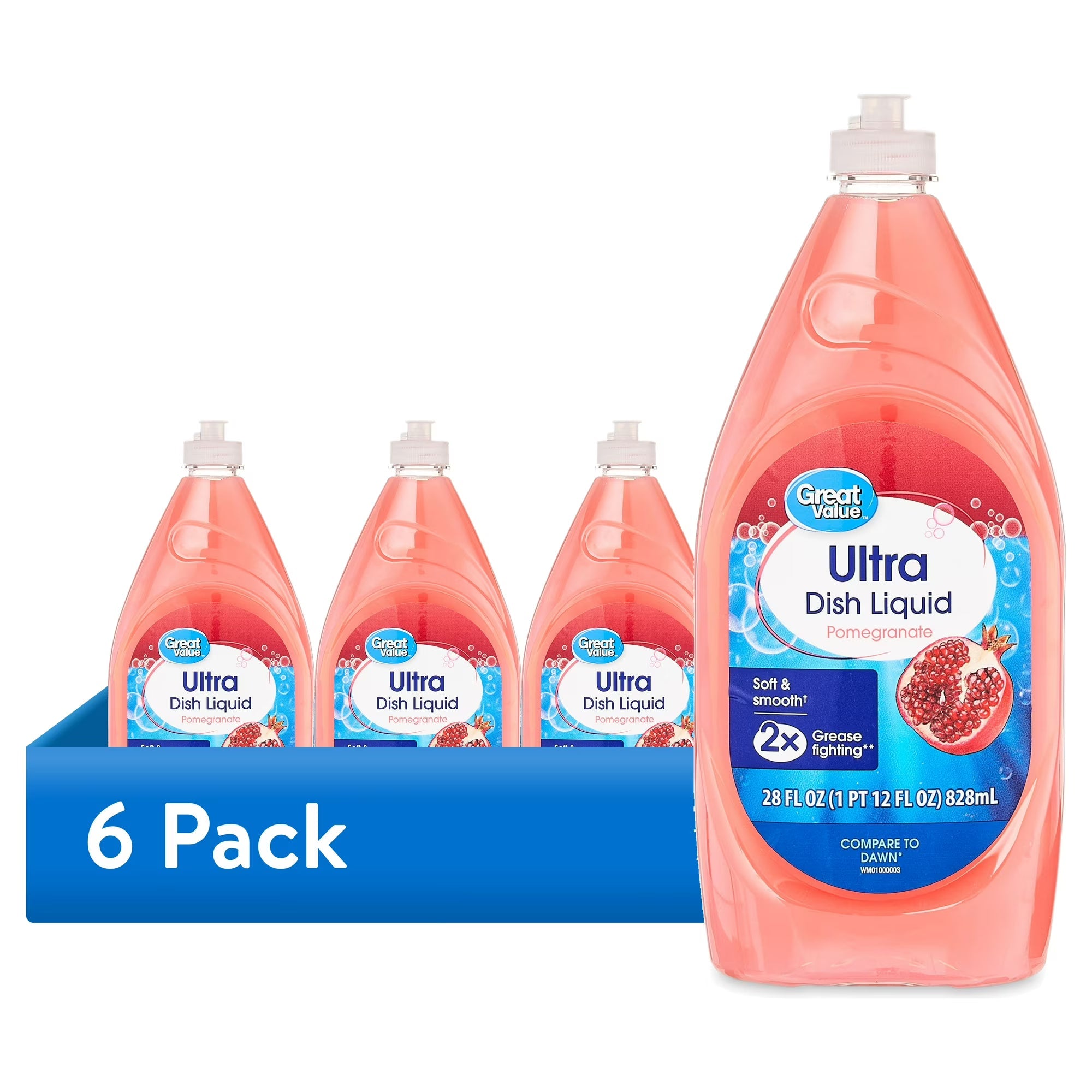 Great Value Soft & Smooth Ultra Dish Liquid, Pomegranate, 28 fl oz