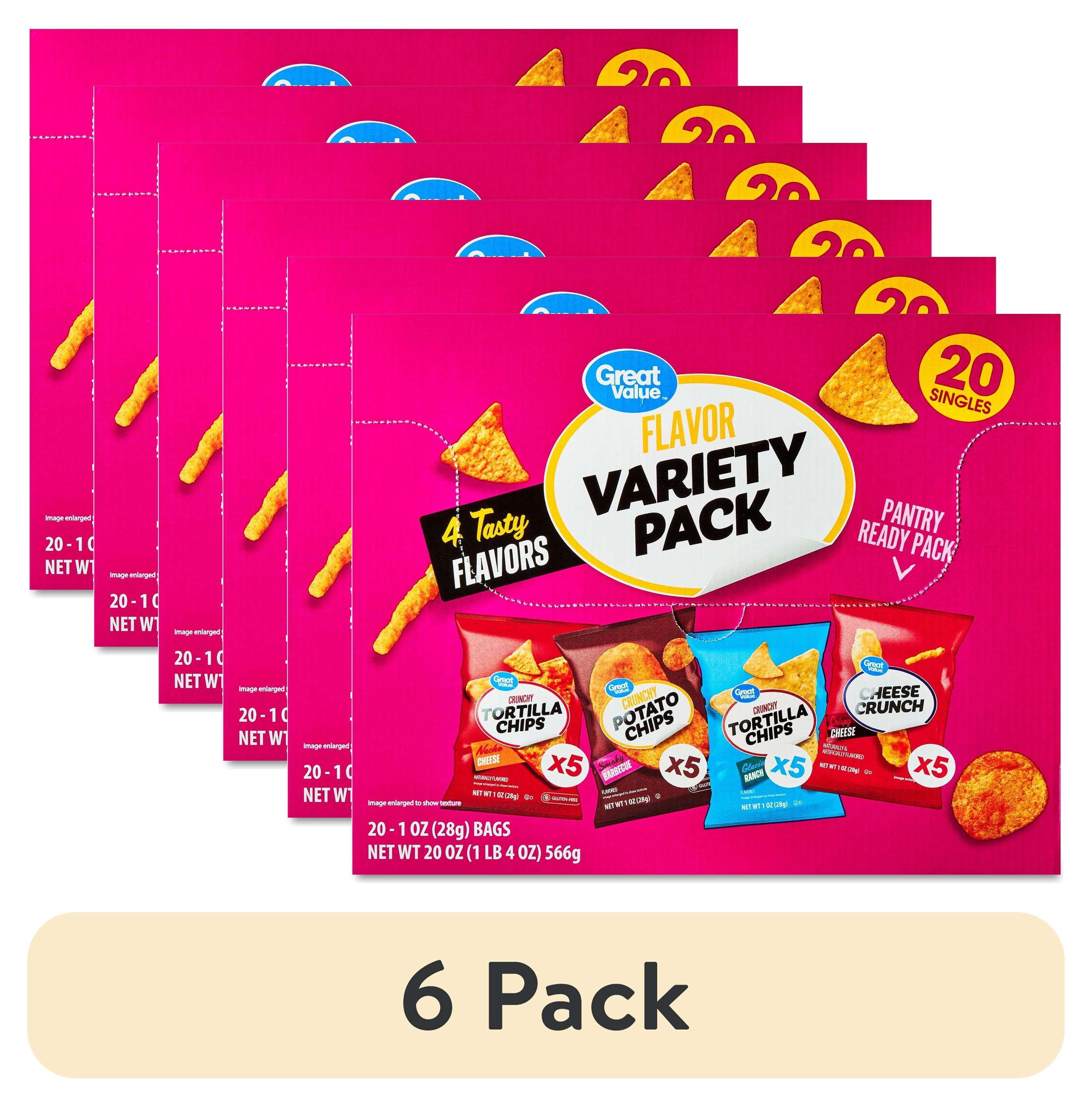 Great Value Tasty Chips Variety Pack, 1 oz, 20 Count